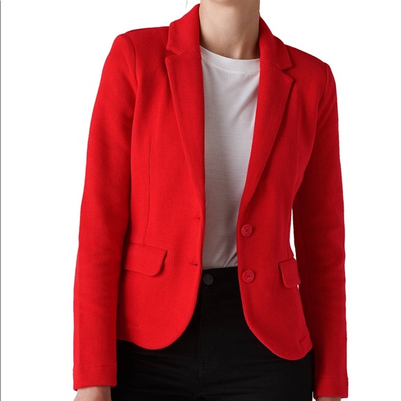 Whistles Jackets \u0026 Coats | Whistles Red Slim Jersey Jacket Blazer. | Color: Red | Size: 6 | Plushtags's Closet